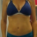 With 325 sizer on my right breast, 350 sizer on my left breast in bikini top.