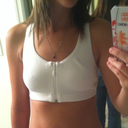 Before with zip-up sports bra