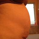 The old c section scar makes a real indent across the tummy