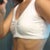Side view of my 34 A "Before" shot in my post surgery sports bra