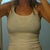 White tank over blue bikini, same as with sizers :)