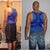 Blue addidas shirt, pre and post.