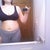 Day after surgery: Surgical bra they fitted me with at the Plastic Surgeon's office.  Front view in the mirror.