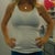 With 350 sizer on my right breast, 375 sizer on my left breast in tank top.