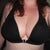Frontal view in a wireless, unpadded "sports" bra